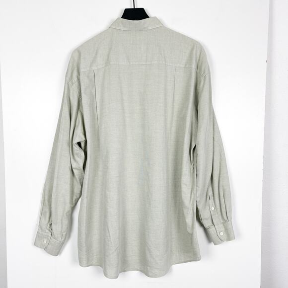 Ermenegildo Zegna Soft Large 43 17 Cotton Dress Shirt Gray Sage Green - Picture 4 of 9